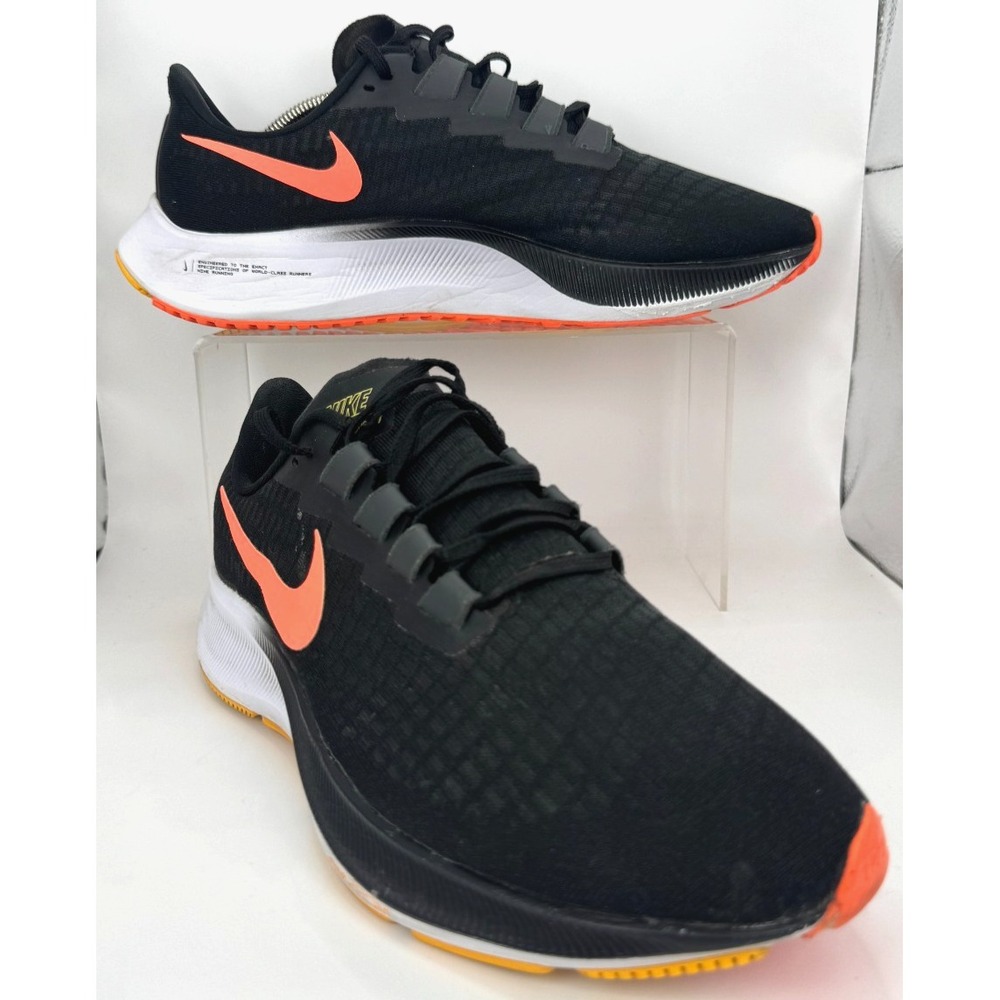 Nike Air Zoom Pegasus 37 BQ9646-010 Mens US 10 Shoes Black Bright Mango Sneakers